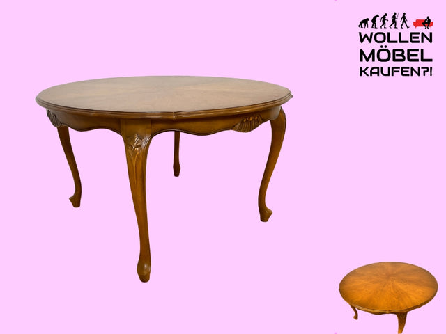 WMK I Versand 85€ I Eleganter runder Stilmöbel Couchtisch im Stil von Louis XV mit Cabriole-Beinen I Wohnzimmertisch Coffee Table Holztisch Chippendale Rokoko Vintage Berlin Regensburg Düsseldorf