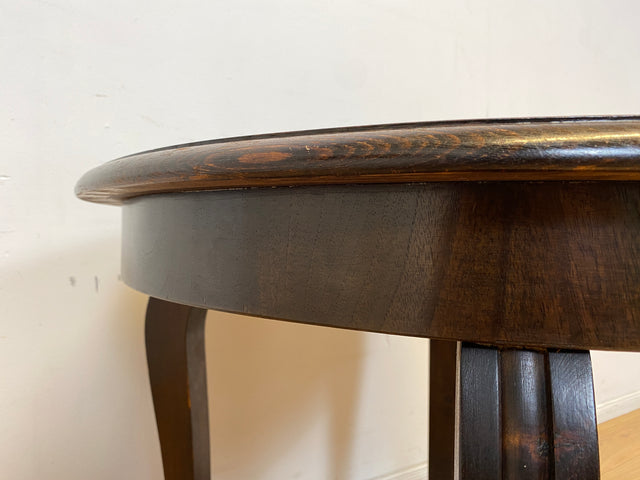 WMK I Sehr schöner runder antiker Salontisch mit handgearbeiteten Cabriole-Beinen mit Löwentatzen I Tisch Couchtisch niedriger Esstisch Chippendale Barock Vintage Berlin Magdeburg Schwerin NRW Bayern