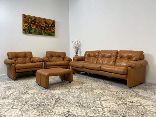 WMK 1/2 High-quality and well-preserved Italian designer armchair Coronado Tobia Scarpa by C&B Italia with genuine leather cover # Armchair Leather Armchair Seating Set Armchair Leather B&B Design Vintage