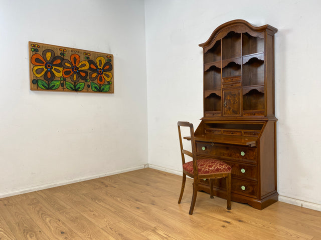 WMK Beautiful & high-quality vintage writing cabinet made of solid wood in English style with drawers & shelf attachment # Secretary attachment secretary shelf bookcase bookcase chest of drawers chest of drawers