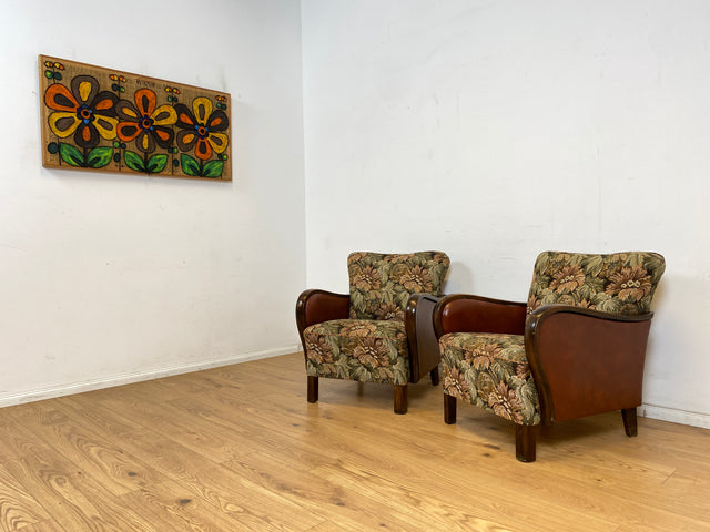 WMK 1/2 Ganz wunderbarer und besonders gut erhaltener 30er Jahre Art Deco Sessel mit floralem Originalbezug & bequemen Federkern # Clubsessel Loungesessel antiker Lesesessel Vintage # Versand möglich