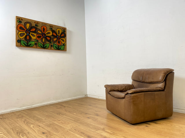 WMK Schöne & äußerst bequeme modulare Vintage Sitzgarnitur aus Sessel , 2er & 3er Sofa in Echtleder mit Patina # Sitzlandschaft Modularsofa Ledergarnitur Ledersofa Ledercouch Ledersessel Couch 70er