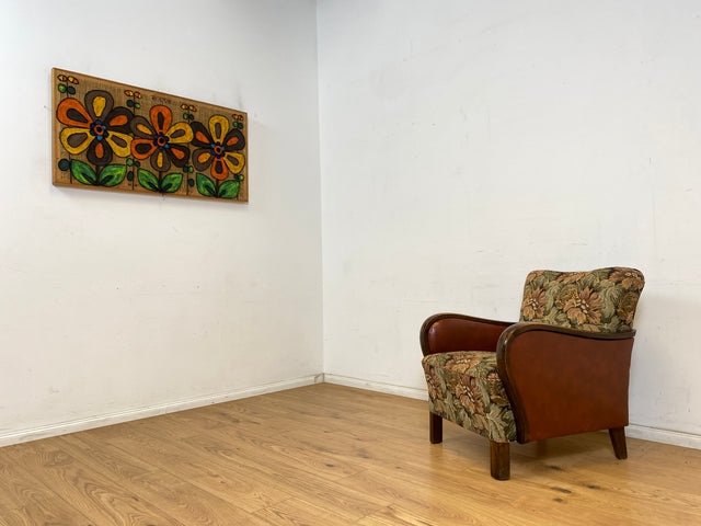 WMK 1/2 Ganz wunderbarer und besonders gut erhaltener 30er Jahre Art Deco Sessel mit floralem Originalbezug & bequemen Federkern # Clubsessel Loungesessel antiker Lesesessel Vintage # Versand möglich
