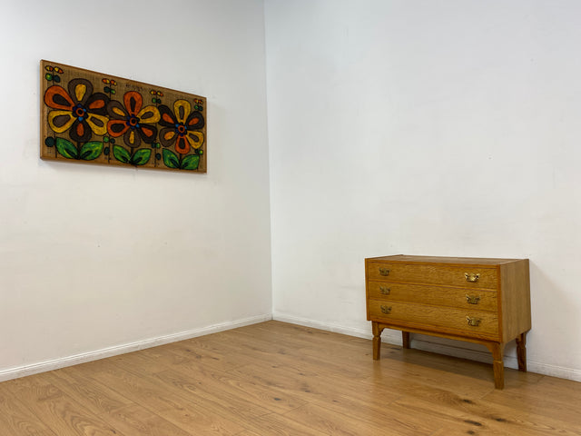 WMK # Freundliche und gut erhaltene helle skandinavische Kommode mit Schubladen & hübschen Messinggriffen # Schubladenkommode Wäschekommode Sideboard Schrank Mid-Century Vintage Berlin Leipzig Bremen