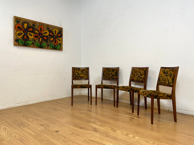 WMK Set aus 4 sehr gut erhaltenen skandinavischen Designerstühlen von Svegards Markaryd aus Palisander + Originalbezug # Stühle Esszimmerstühle Dining Chairs Vintage Mid-Century Rosewood Danish Design