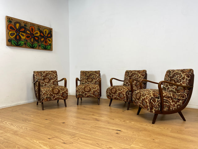 WMK 1/3 Particularly beautiful and well-preserved 1930s Art Deco club chair with floral original cover & comfortable spring core seat # Fauteuil Armchair Reading Chair Armchair Seating Set Vintage
