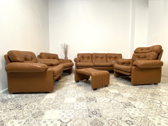 WMK 1/2 High-quality and well-preserved Italian designer armchair Coronado Tobia Scarpa by C&B Italia with genuine leather cover # Armchair Leather Armchair Seating Set Armchair Leather B&B Design Vintage