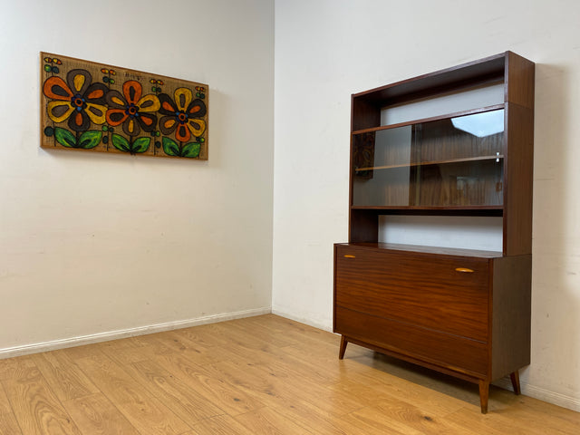 WMK I Schöne Mid-Century Vitrine mit Wäscheschrank, Vollholz