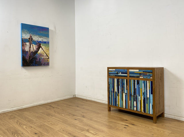 Boatwood by WMK # Einzigartige Kommode mit Schubladen, ein aus altem Bootsholz handgefertigtes Unikat aus massivem Teakholz # Schrank Sideboard Anrichte Wäschekommode Wickelkommode Bootsmöbel Teak