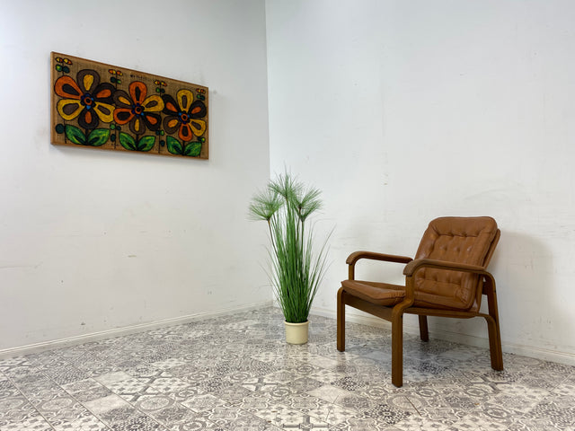 WMK Formschöner und sehr bequemer skandinavischer Ledersessel mit gestepptem Echtleder # Sessel Drehsessel Lesesessel Relaxsessel Easy Chair Fernsehensessel Leder Vintage Mid-Century