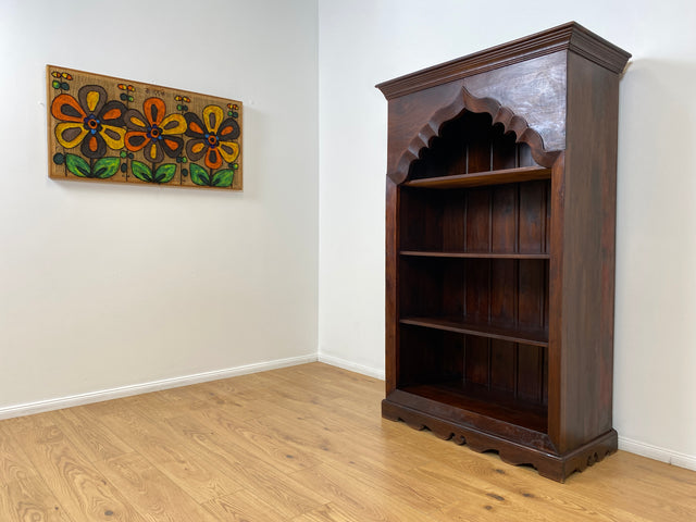 WMK Hochwertiger und gut erhaltener offener Vintage Kleiderschrank im antiken Stil aus vollem Holz mit tiefen und stabilen Regalböden # Regal Bücherschrank Bücherregal Schrank Wäscheschrank Wardrobe
