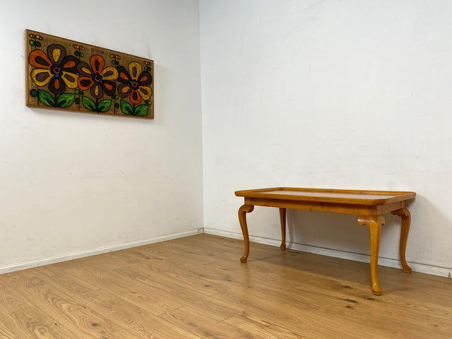 WMK Hübscher, großer und sehr gut erhaltener 60er Jahre Couchtisch im Chippendale Stil mit schönen gebogenen Tischbeinen & toller Maserung # Salontisch Wohnzimmertisch Coffee Table Stilmöbel Vintage