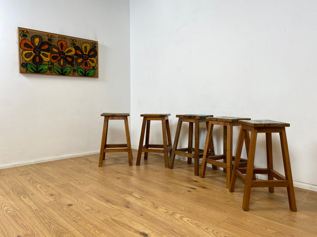 Boatwood by WMK # 1/4 Schlichte & robuste Barhocker aus altem Bootsholz, handgefertigte Unikate aus massivem Teakholz # Barstühle Hocker Sitzhocker Stühle Küchenstühle Holzstühle Bar Hausbar Gastro