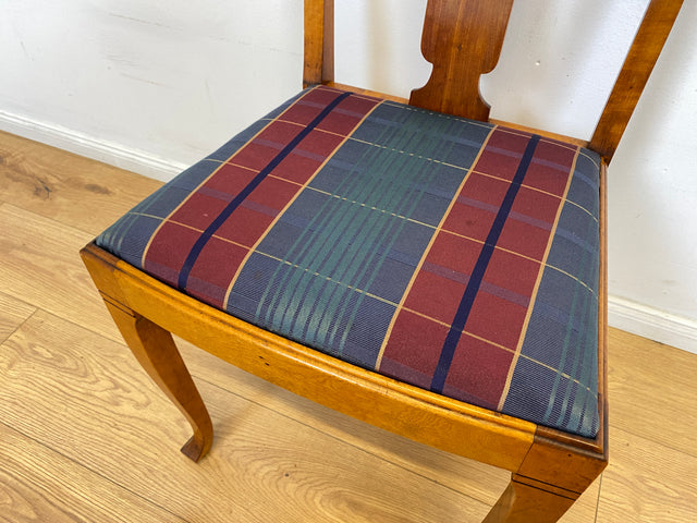 WMK I Eleganter und sehr gut erhaltener schwedischer 50er Jahre Esszimmerstuhl mit feinen Intarsien und stimmigen Sitzbezug # Stuhl Holzstuhl Küchenstuhl Dining Chair Vintage Berlin Augsburg Magdeburg