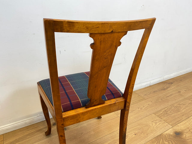 WMK I Eleganter und sehr gut erhaltener schwedischer 50er Jahre Esszimmerstuhl mit feinen Intarsien und stimmigen Sitzbezug # Stuhl Holzstuhl Küchenstuhl Dining Chair Vintage Berlin Augsburg Magdeburg