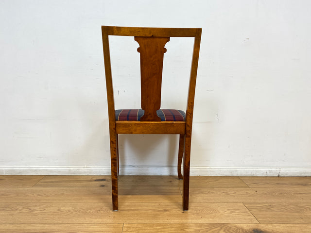 WMK I Eleganter und sehr gut erhaltener schwedischer 50er Jahre Esszimmerstuhl mit feinen Intarsien und stimmigen Sitzbezug # Stuhl Holzstuhl Küchenstuhl Dining Chair Vintage Berlin Augsburg Magdeburg