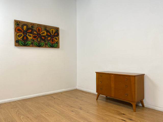 WMK # Formschöne und geräumige skandinavische 50er Jahre Kommode aus vollem Holz mit Schubladen und hübschen Messinggriffen # Sideboard Schubladenkommode Wäschekommode Schrank Mid-Century Vintage 60er