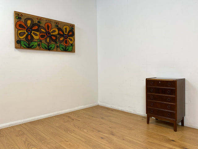 WMK # Hübsche und gut erhaltene skandinavische 50er Jahre Kommode aus vollem Holz mit Schubladen & Messinggriffen # Schubladenkommode Schrank Wäschekommode Flurkommode Mid-Century Vintage Berlin 60er