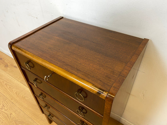 WMK # Hübsche und gut erhaltene skandinavische 50er Jahre Kommode aus vollem Holz mit Schubladen & Messinggriffen # Schubladenkommode Schrank Wäschekommode Flurkommode Mid-Century Vintage Berlin 60er