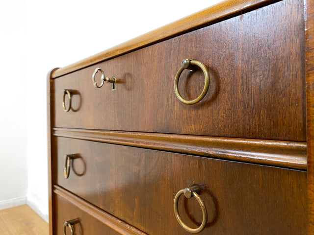 WMK # Hübsche und gut erhaltene skandinavische 50er Jahre Kommode aus vollem Holz mit Schubladen & Messinggriffen # Schubladenkommode Schrank Wäschekommode Flurkommode Mid-Century Vintage Berlin 60er