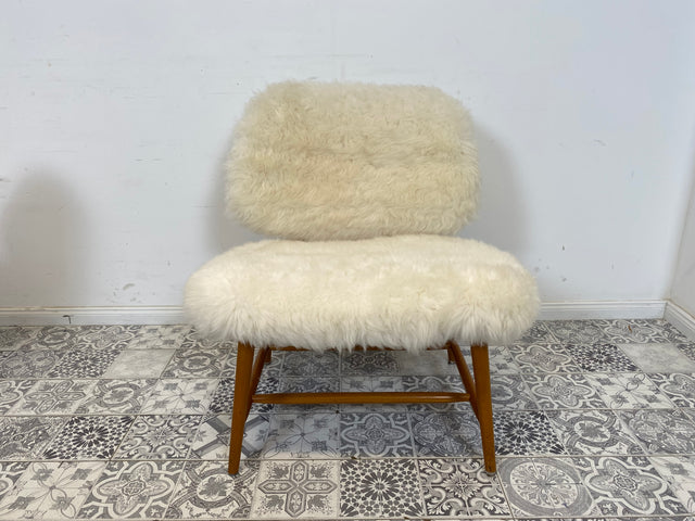 WMK # 1/4 Außergewönlicher & sehr seltener skandinavischer 50er Jahre Designer Sessel von Alf Svensson mit neuem Fellbezug # Cocktailsessel Easychair Relaxsessel Stuhl Armchair Mid-Century Vintage