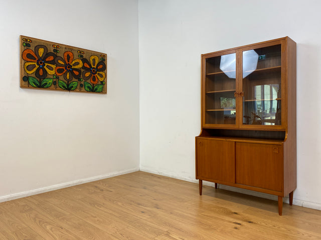 WMK # Hochwertige skandinavische Mid-Century Designer Vitrine von Brouer Møbelfabrik aus massivem Teakholz # Regal Bücherschrank Bücherregal Sideboard Highboard Glass Cabinet Danish Design Vintage