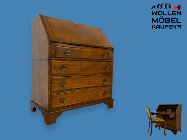 WMK I Sehr schöner skandinavischer 40er Jahre Sekretär aus massivem Eichenholz I Schreibschrank Schreibkommode Schreibtisch Kommode Schubladenkommode Wäschekommode Antik Vintage I Berlin Dresden Köln