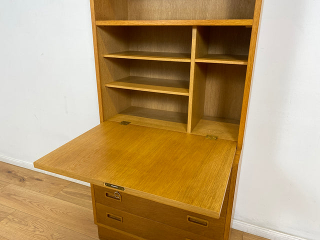 WMK # Hochwertiger skandinavischer Designer Sekretär von Poul Hundevad , Massivholz in Eiche mit Regal # Highboard Bücherregal Bücherschrank Sideboard Desk Danish Design Mid-Century Vintage Eichenholz