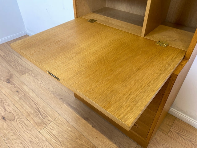 WMK # Hochwertiger skandinavischer Designer Sekretär von Poul Hundevad , Massivholz in Eiche mit Regal # Highboard Bücherregal Bücherschrank Sideboard Desk Danish Design Mid-Century Vintage Eichenholz