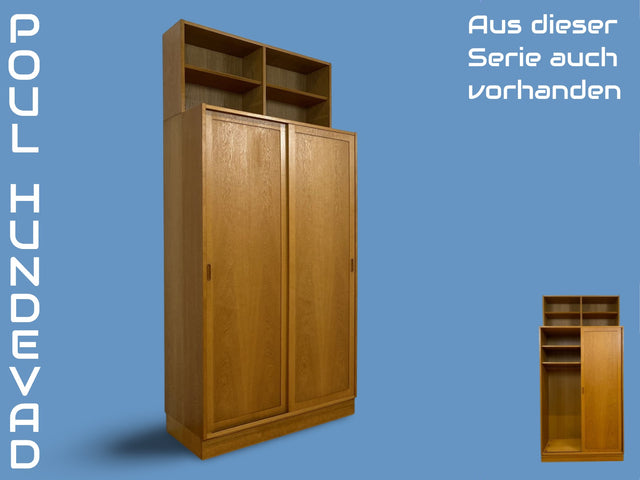 WMK # Hochwertiger skandinavischer Designer Sekretär von Poul Hundevad , Massivholz in Eiche mit Regal # Highboard Bücherregal Bücherschrank Sideboard Desk Danish Design Mid-Century Vintage Eichenholz