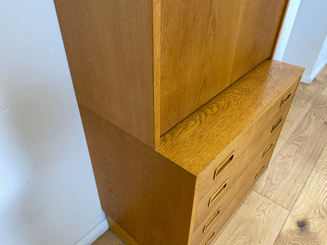WMK # Hochwertiger skandinavischer Designer Sekretär von Poul Hundevad , Massivholz in Eiche mit Regal # Highboard Bücherregal Bücherschrank Sideboard Desk Danish Design Mid-Century Vintage Eichenholz