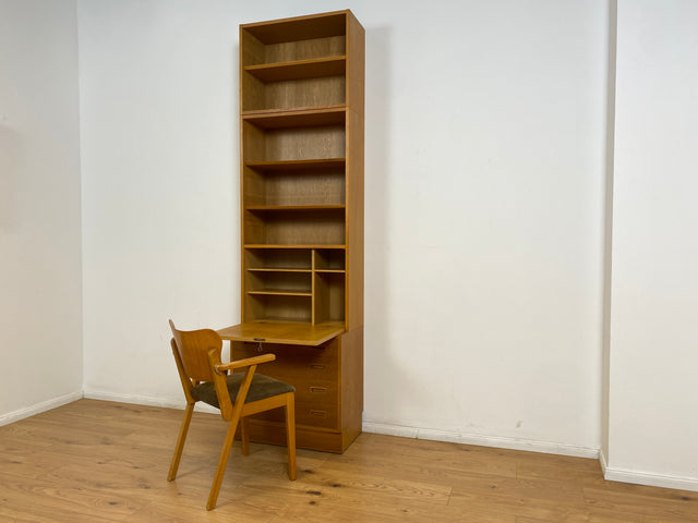 WMK # Hochwertiger skandinavischer Designer Sekretär von Poul Hundevad , Massivholz in Eiche mit Regal # Highboard Bücherregal Bücherschrank Sideboard Desk Danish Design Mid-Century Vintage Eichenholz
