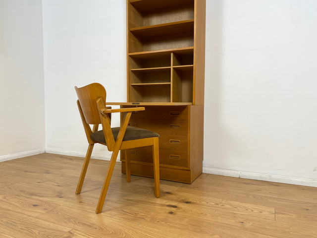 WMK # Hochwertiger skandinavischer Designer Sekretär von Poul Hundevad , Massivholz in Eiche mit Regal # Highboard Bücherregal Bücherschrank Sideboard Desk Danish Design Mid-Century Vintage Eichenholz