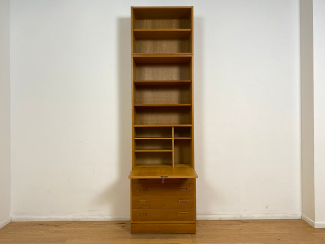 WMK # Hochwertiger skandinavischer Designer Sekretär von Poul Hundevad , Massivholz in Eiche mit Regal # Highboard Bücherregal Bücherschrank Sideboard Desk Danish Design Mid-Century Vintage Eichenholz