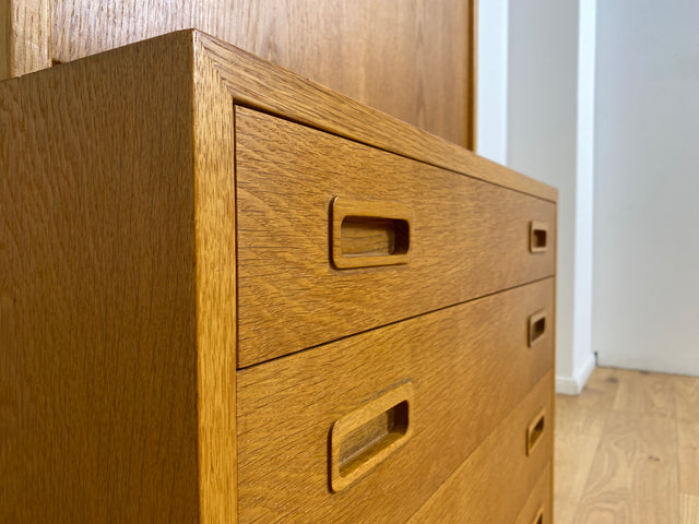 WMK # Hochwertiger skandinavischer Designer Sekretär von Poul Hundevad , Massivholz in Eiche mit Regal # Highboard Bücherregal Bücherschrank Sideboard Desk Danish Design Mid-Century Vintage Eichenholz