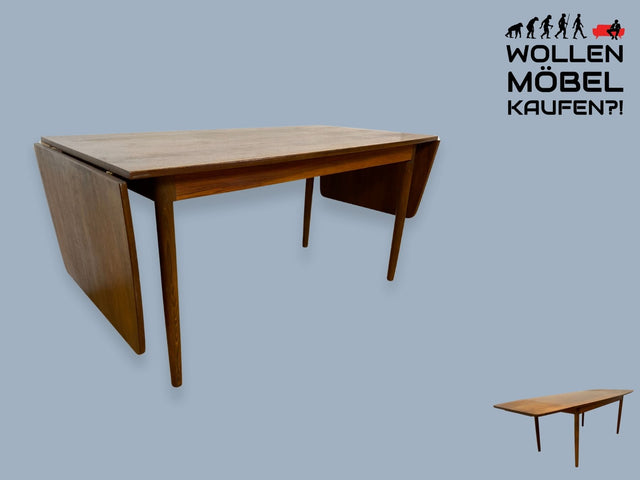 WMK I Eleganter skandinavischer Drop Leaf Esszimmertisch in Nussbaum mit hochklappbaren Erweiterungen I Esstisch Holztisch Tisch Küchentisch Dining Table Vintage 50er 60er Berlin Heidelberg München