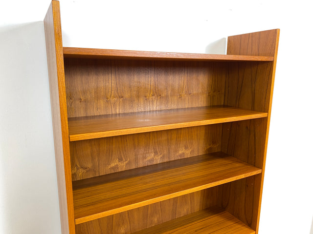 WMK # Stilvoller skandinavischer Mid-Century Bücherschrank in Teakholz mit auszieh. Schreibfläche & verstell. Regalböden # Bücherregal Regal Sekretär Highboard Kommode Sideboard Vintage Danish Design