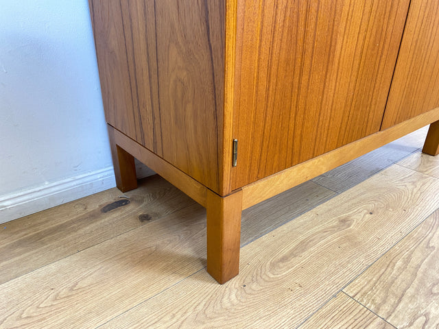 WMK # Stilvoller skandinavischer Mid-Century Bücherschrank in Teakholz mit auszieh. Schreibfläche & verstell. Regalböden # Bücherregal Regal Sekretär Highboard Kommode Sideboard Vintage Danish Design