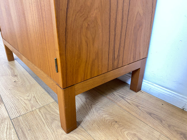 WMK # Stilvoller skandinavischer Mid-Century Bücherschrank in Teakholz mit auszieh. Schreibfläche & verstell. Regalböden # Bücherregal Regal Sekretär Highboard Kommode Sideboard Vintage Danish Design