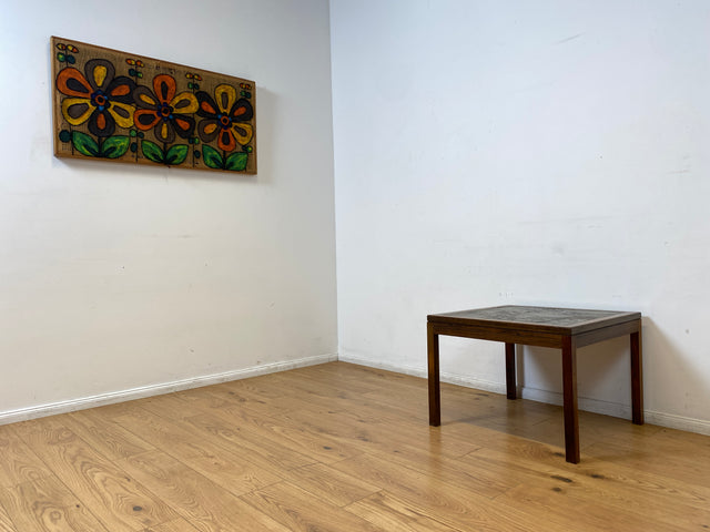 WMK I Schöner skandinavischer Mid-Century Couchtisch I Teakholz mit kunstvollen Fliesen