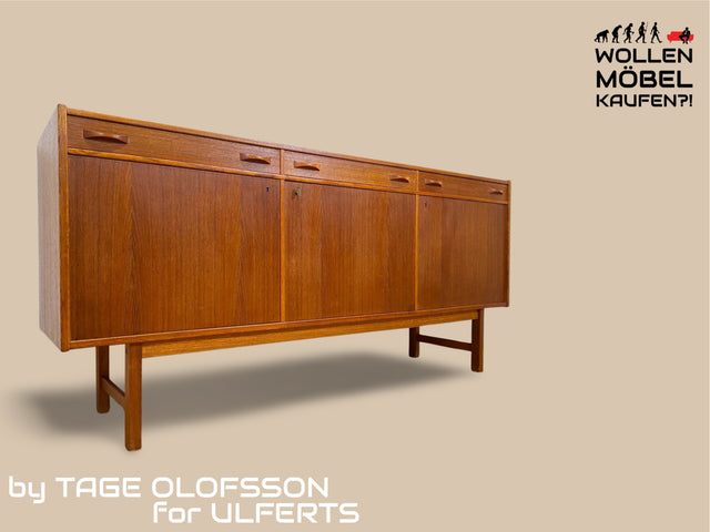 WMK # Stilvoller skandinavischer Mid-Century Designer Sideboard von Tage Olofsson für Ulferts in Teakholz mit Schubladen # Kommode Schrank Anrichte TV-Bank Danish Design Vintage Teak Berlin Hamburg