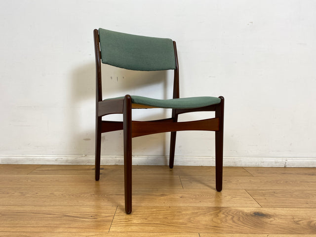 WMK I Eleganter skandinavischer Mid-Century Designer Stuhl von Poul Volther für Frem Rojle aus Palisander mit mint grünem Bezug I Esszimmerstuhl Holzstuhl Chair Danish Design Vintage Berlin Jena Bonn