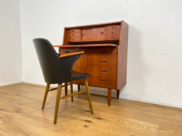 WMK # Stilvoller skandinavischer Mid-Century Designersekretär von Poul M. Jessen in Teakholz mit edlen Holzgriffen # Sekretär Schreibtisch Desk Danish Design Vintage Teak 60er PMJ Berlin Hamburg Köln
