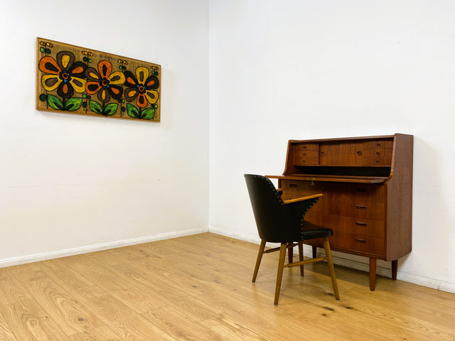 WMK # Stilvoller skandinavischer Mid-Century Designersekretär von Poul M. Jessen in Teakholz mit edlen Holzgriffen # Sekretär Schreibtisch Desk Danish Design Vintage Teak 60er PMJ Berlin Hamburg Köln