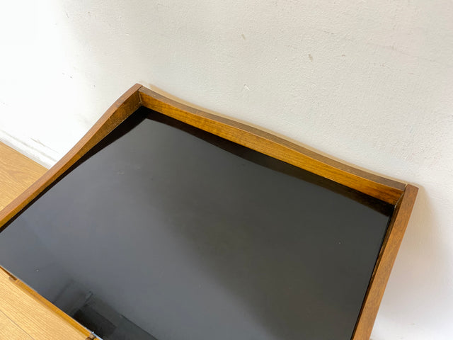 WMK # Schöner & sehr gut erhaltener skandinavischer Mid-Century Nachttisch mit Schublade, Ablage, Glasauflage & Messinggriff # Nachtschrank Nachtkommode Nachtschränkchen Beistelltisch Kommode Vintage