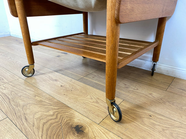 WMK I Besonders schöner skandinavischer Mid-Century Nähtisch auf Rollen & aufklappbar I Beistelltisch Kommode Nähkommode Schminkkommode Schminktisch Ablage Servierwagen Vintage Berlin Bielefeld Celle