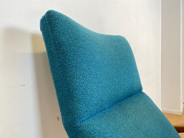 WMK # Stilvoller, gut erhaltener und sehr gemütlicher skandinavischer Mid-Century Schaukelstuhl mit Originalbezug in Petrolgrün # Sessel Lesesessel Schaukelsessel Rocking Chair Vintage Berlin München