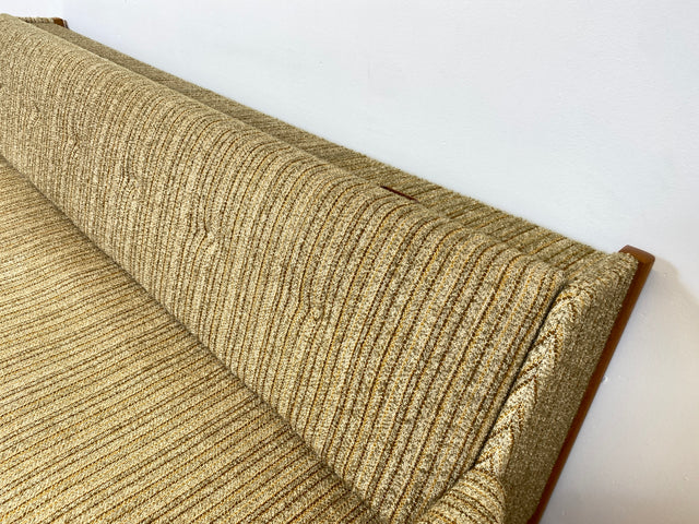 WMK # Hochwertiges skandinavischer Mid-Century Schlafsofa mit verstautem Doppelbett, feinem Wollbezug und Teakholz Rahmen # Sofa Couch Schlafcouch Ausziehsofa Klappsofa 3-Sitzer Danish Design Vintage