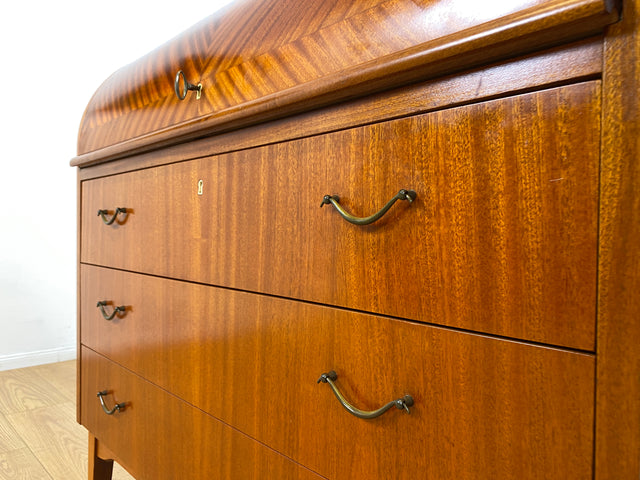 WMK I Hochwertiger skandinavischer Mid-Century Sekretär mit schönen Messinggriffen I Schreibkommode Schreibschrank Schreibtisch Kommode Schminkkommode Wäschekommode 70er Vintage Berlin Frankfurt Köln