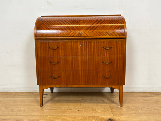 WMK I Hochwertiger skandinavischer Mid-Century Sekretär mit schönen Messinggriffen I Schreibkommode Schreibschrank Schreibtisch Kommode Schminkkommode Wäschekommode 70er Vintage Berlin Frankfurt Köln